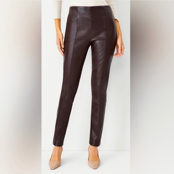 Ann Taylor Pants - Ann Taylor Faux Leather Pants Black High Rise Skinny Seamed Size LP NWT